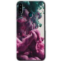 MRCİLETİSİM Samsung Galaxy A20s Kılıf Baskılı Kapak - Liquid Cloud + 5D Tam Kaplayan Cam