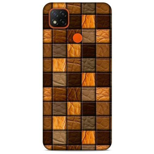 Xiaomi Redmi 9C Kılıf Patchwork (32) Soft Silikon Kılıf Turuncu Kahve