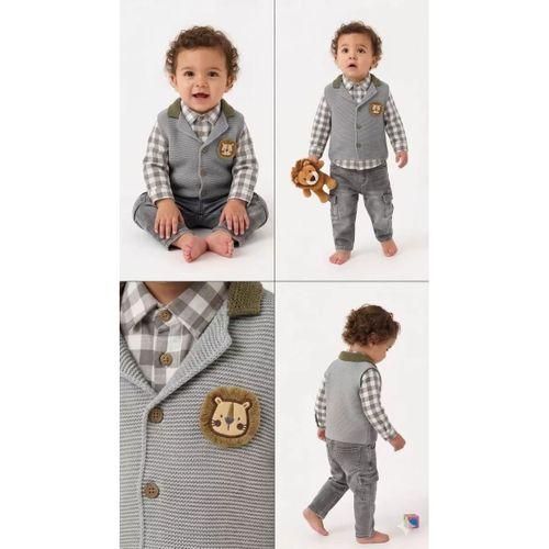 6/24 Ay Triko Yelekli 3 Parça Bebek Takımı