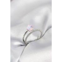 Gümüş Renk Zirkon Taşlı Pembe Halley Model Kadın Yüzük