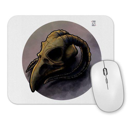 Skull Bird  Branca Mouse Pad