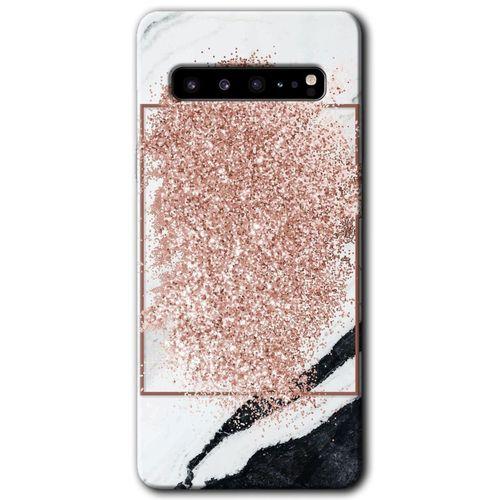 Potkal Hediye Fabrikası Samsung Galaxy S10 Plus Kılıf HD Desen Baskılı Arka Kapak - Simli Mermer