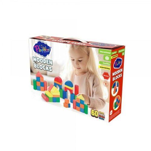 Play Wood Renkli Ahşap Bloklar 60 Parça