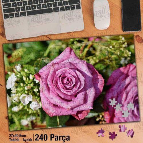 Asil Hobi Pembe Gül - Bahar - Bitki - Doğa -çiçek Yapboz -ayak Destekli Çerçeveli 240 Parça Puzzle