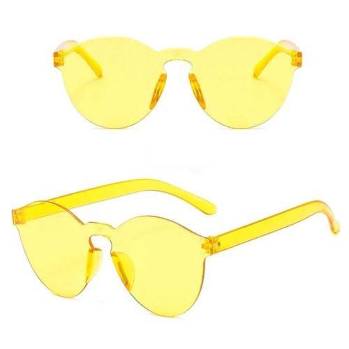 Eğitici Çocuk Sert Mika Oval Şekilli Çerçevesiz Sarı Gözlük Retro Parti 5x14 cm