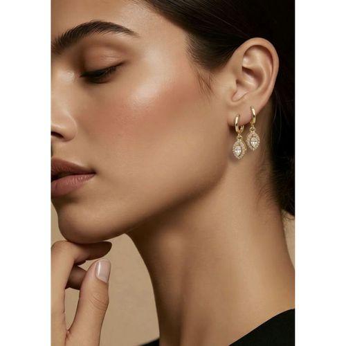 Monalisa Home Figürlü Gold Renk Zirkon Taşlı Küpe