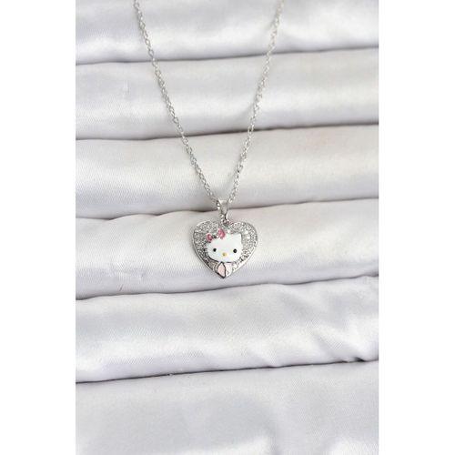 316L Çelik Zincir Gümüş Renk Kitty Model Kolye