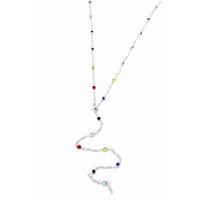 Renkli Taşlı Y Kolye - Gümüş