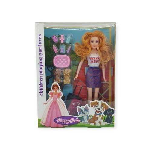 Puppy Bella 30 cm Bebek ve Köpek Bakım Seti - Mor Elbise