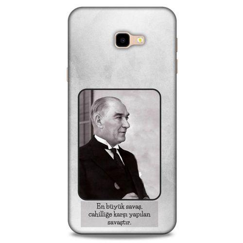 Samsung Galaxy J4 Plus Kılıf Atatürk (1) Kılıfı Açık Gri
