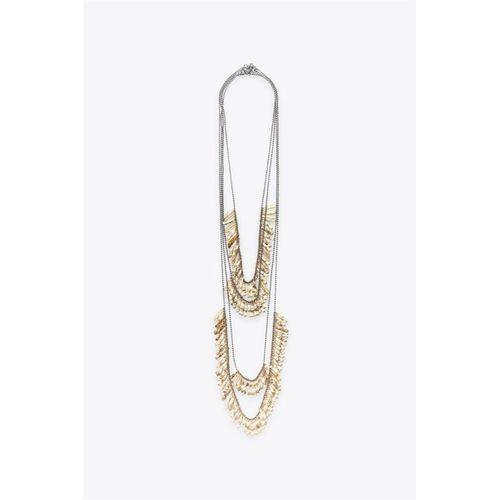 4'LÜ METAL PLAKA KOLYE - Altın