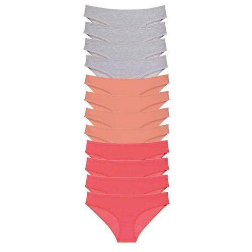 12 Adet Süper Eko Set Likralı Kadın Slip Külot Gri Pudra Fuşya