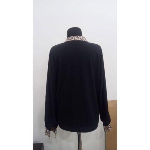 Kadın Uzun Kollu V Hakim Yakalı Desenli Ithal Krep Bluz