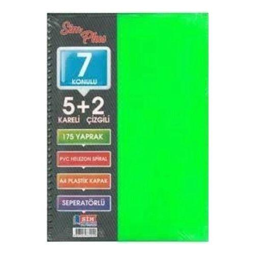 SİMPLUS A4 5+2 175 Yaprak PLASTİK KAPAK SPİRAL AYRAÇLI DEFTER ( Kapak Rengi Stoktan Rastgele ! )