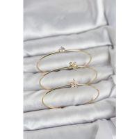 Gold Renk Zirkon Taşlı Pirinç 3'lü Kadın Bileklik Kombini