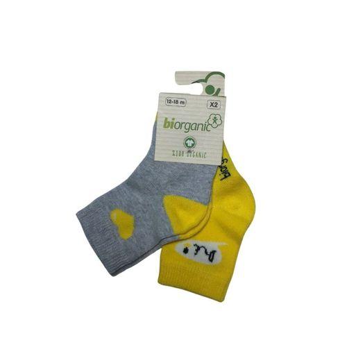Bibaby Bibaby Biorganic Hi Kız 2'Li Çorap 68403 Gri Sarı