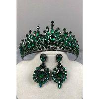 Pera Gelin Kına Tacı Ve Mekik Taşlı Küpe