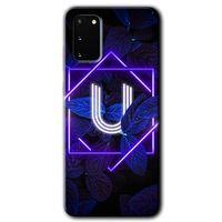 MRCİLETİSİM MRCİLETİSİM Samsung Galaxy S20 Kılıf HD Desen Baskılı Arka Kapak + Temperli Cam - Dark Neon Yaprak U Harfi