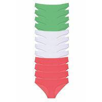 12 adet Süper Eko Set Likralı Kadın Slip Külot Yeşil Beyaz Fuşya