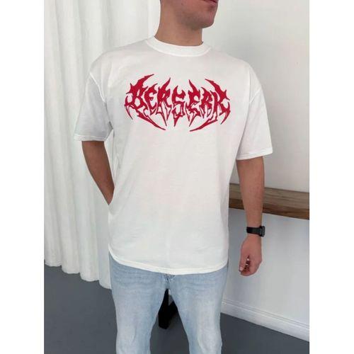 Erkek Baskılı T-Shirt Yazlık Kısa Kol Bisiklet Yaka Rahat Kalıp Tişört - Beyaz