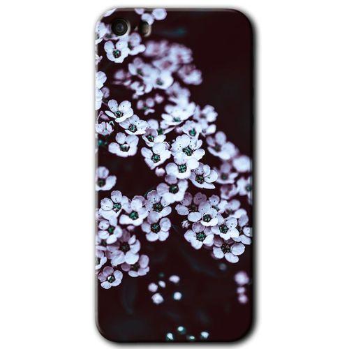 MRCİLETİSİM iPhone 5 Kılıf HD Desen Baskılı Arka Kapak + Mat Kobra Cam - Beyaz Çiçek