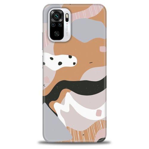 Xiaomi Redmi Note 10S Kılıf HD Baskılı Kılıf - Kahve Beyaz + Tam Ekran Koruyucu