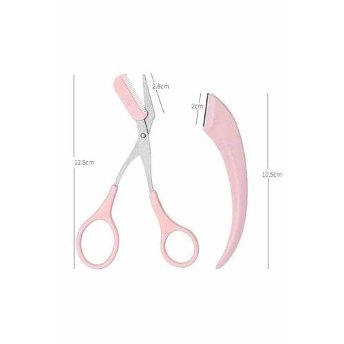 Kavisli Kaş Düzeltici Seti Kaş Makası Ve Kaş Usturası Paslanmaz Çelik Bıçaklı