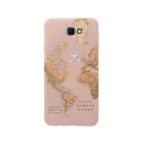 Samsung J7 Prime 2 Harita Desenli Premium Silikonlu Pembe Telefon Kılıfı