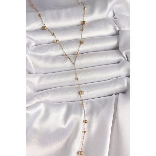 316L Çelik Gold Renk Topçuklu Model Kadın Y Kolye