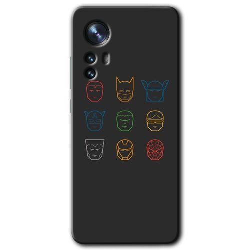 MRCİLETİSİM Xiaomi Mi 12 Pro Kılıf HD Desen Baskılı Arka Kapak + Temperli Cam - Avengers Minimalism