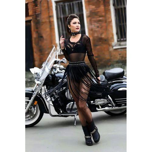 Uzun Deri Püsküllü Etek - Brf411