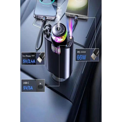 Led Işık Aydınlatmalı 45w Hava Nemlendirici 5’1 Arada Şarj Cihazı Araç İçi Çakmaklık Şarj Aleti