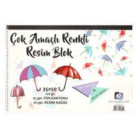 ALEX SPİRALLİ RENK ÇOK AMAÇLI RESİM DEFTER 120 gram  (35* 50 cm)  25 Yaprak  (ALEX 0299)