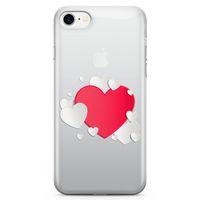 Apple iPhone 8 Kılıf Üç Boyutlu Kalpler Arka Kapak Koruma Desenli Full Koruyucu