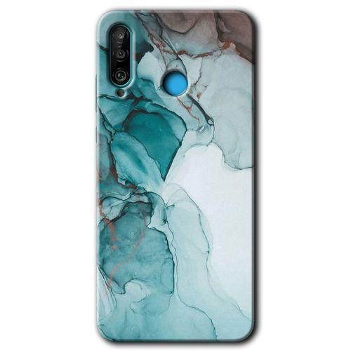 Potkal Hediye Fabrikası Huawei P30 Lite HD Baskılı Kılıf + 9D Tam Ekran Koruyucu - Buzul Mermer