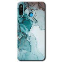Potkal Hediye Fabrikası Huawei P30 Lite HD Baskılı Kılıf + 9D Tam Ekran Koruyucu - Buzul Mermer