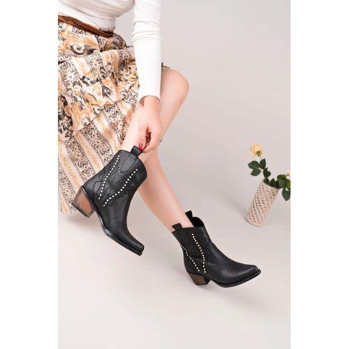 Matin Siyah Cilt Topuklu Bot