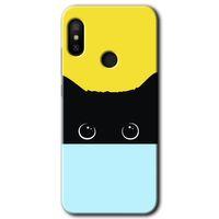 MRCİLETİSİM Xiaomi Redmi Note 6 Pro Kılıf Baskılı Kapak - Kara-Kedi + 5D Tam Kaplayan Cam