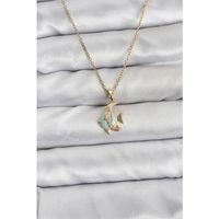 316L Çelik Zincir Gold Renk Balık Model Zirkon Taşlı Kadın Kolye