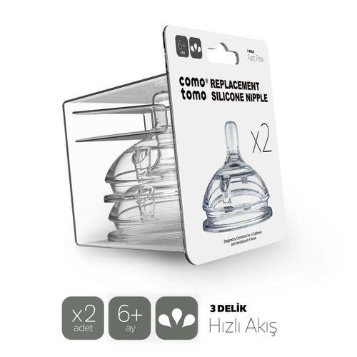 Comotomo Comotomo Silikon 2'Li Biberon Emziği Hızlı Akış 6+ Ay