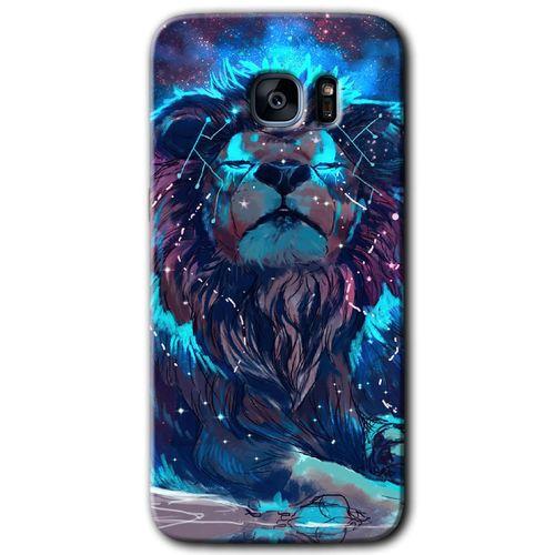 Galaxy S7 Edge Kılıf HD Desen Baskılı Arka Kapak - Neon Aslan