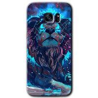 Galaxy S7 Edge Kılıf HD Desen Baskılı Arka Kapak - Neon Aslan