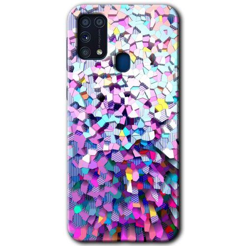 Samsung Galaxy M31 Kılıf Baskılı Kapak - Mosaic Fragments Colorfull + 5D Tam Kaplayan Cam