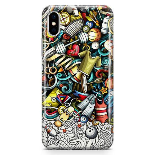Apple iPhone X Kılıf Fitness Doodle Arka Kapak Koruma Desenli Full Koruyucu