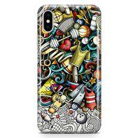 Apple iPhone X Kılıf Fitness Doodle Arka Kapak Koruma Desenli Full Koruyucu