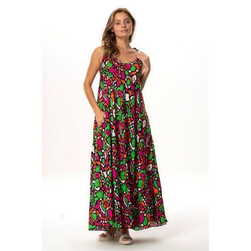 Askılı Viskon Suzan Uzun Yazlık Elbise Soyut Siyah Syt syh