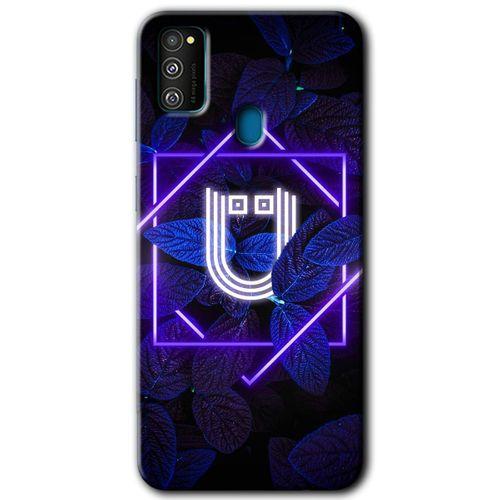 Samsung Galaxy M21 Kılıf Kapak - Dark Neon Yaprak Ü Harfi +Hayalet Ekran Yandan Gözükmez