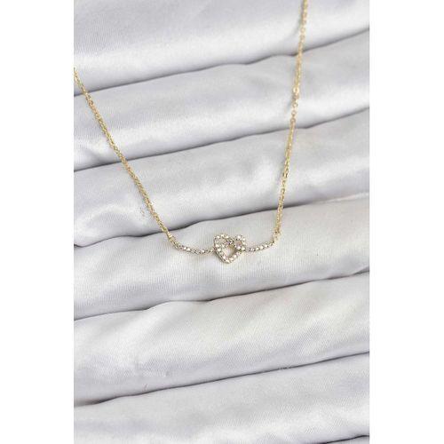 Pirinç Gold Renk Düğüm Kalp Model Kadın Kolye