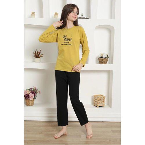 Kız Çocuk Penye Pijama Takım Sarı