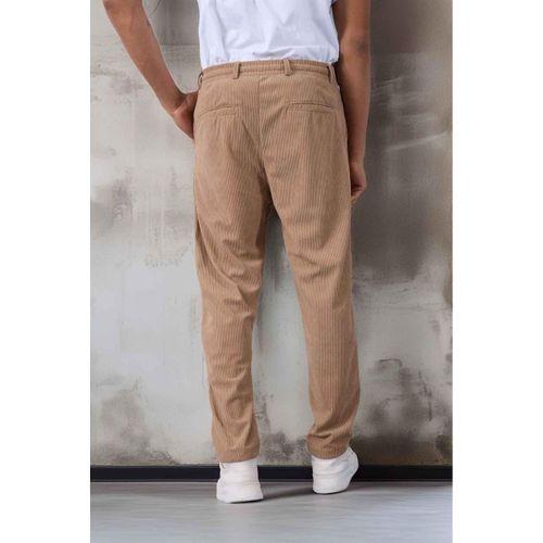Roy Regular Fit Beli Lastikli Fitilli Kadife Kumaş Fermuarlı Jogger Erkek Pantolon - Bej